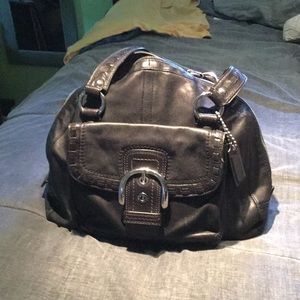 Black leather coach bag